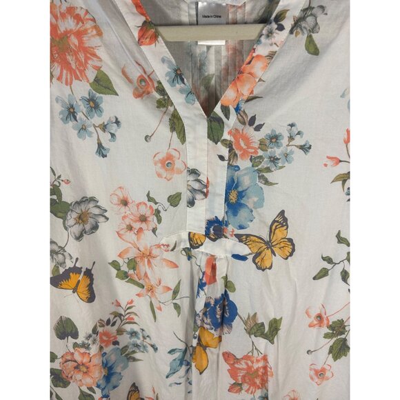 Cuddledown 2XL Nightgown House dress Long Cotton Floral Butterfly Cottage - Picture 2 of 12